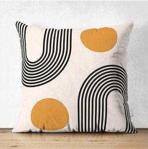 Set of 4 Abstract Pillow Covers|Stripes and Dots Pillow Cover|Decorative Pillow Case|Geometric Outdoor Cushion|Farmhouse Throw Pillow Case
