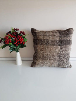 Vintage Kilim Pillow Cover|Turkish Kilim Pillow Top|Traditional Antique Throw Pillow Cover|Boho Bedding Decor|Handwoven Rug Cushion 16x16