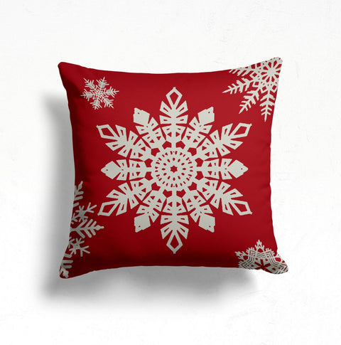 Snowflake Pillow Cover|Christmas Home Decor|Decorative Winter Pillow Case|Xmas Throw Pillow|Geometric Winter Trend Outdoor Pillow Cover