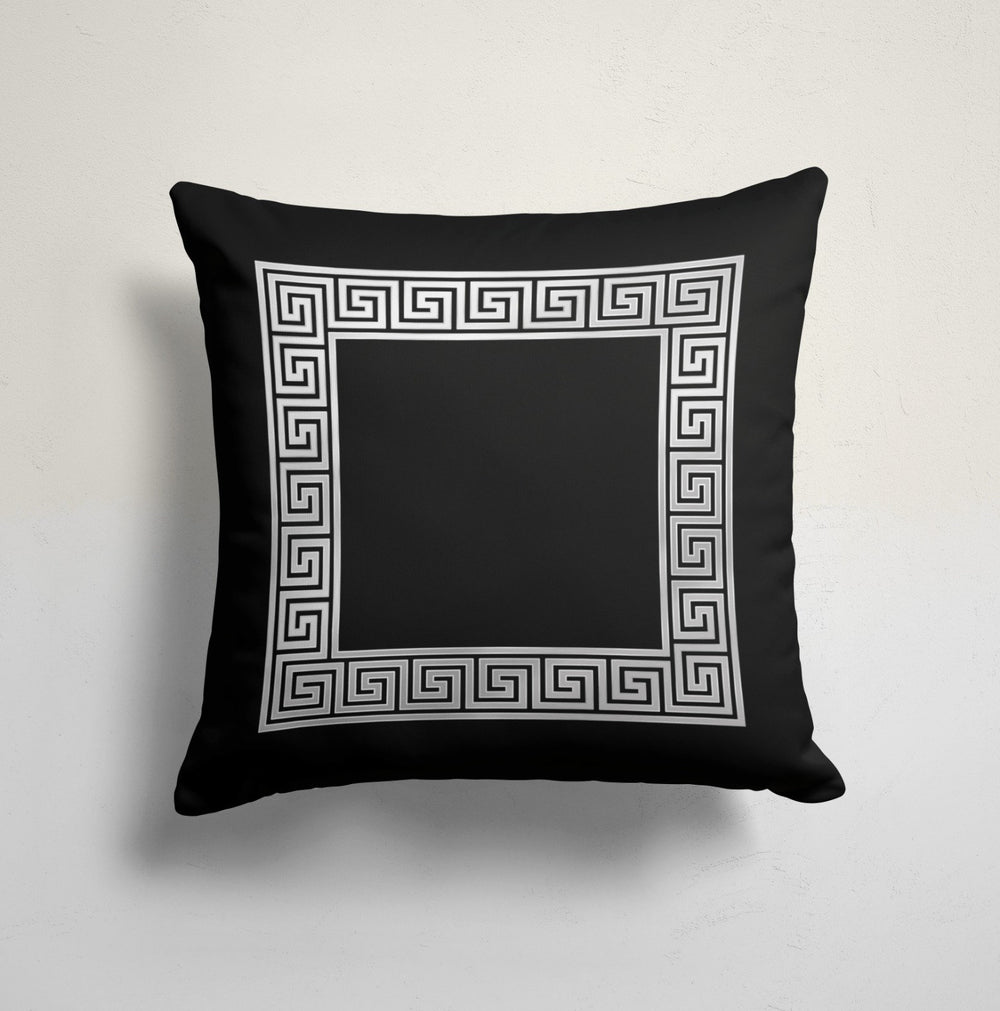 Greek Key Pillow Cover|Black White Cushion Case|Decorative Geometric Pillowcase|Boho Bedding Home Decor|Cozy Home Decor|Outdoor Pillow Top