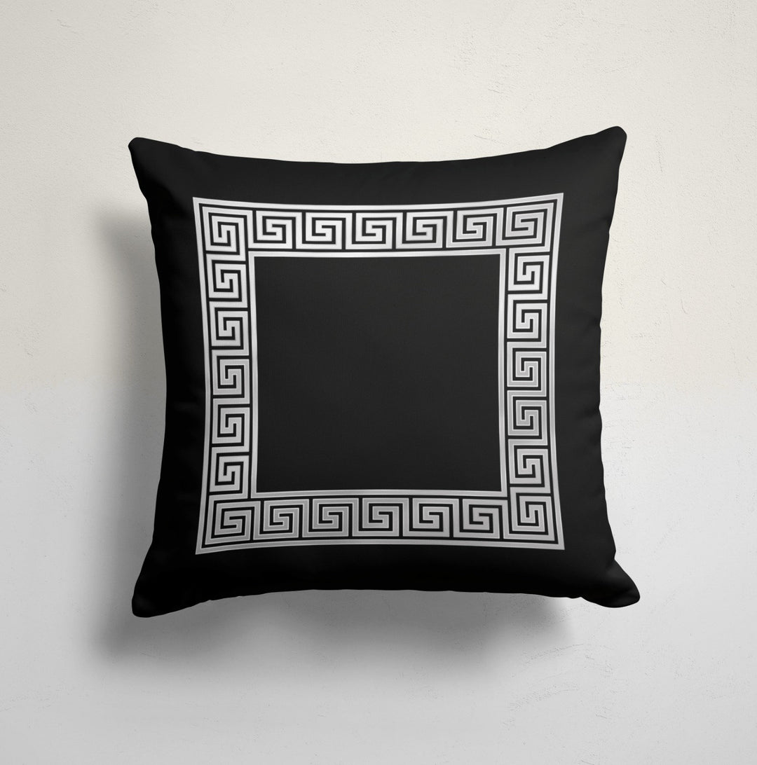 Greek Key Pillow Cover|Black White Cushion Case|Decorative Geometric Pillowcase|Boho Bedding Home Decor|Cozy Home Decor|Outdoor Pillow Top