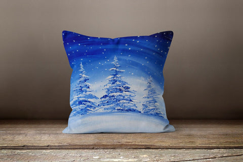 Winter Trend Pillow Cover|Xmas Snow Decor|Let it Snow Pillow Top|House under Snow|Housewarming Throw Pillow|Pine Trees and Snow Pillow Top