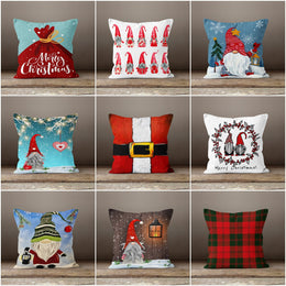 Christmas Pillow Covers|Dwarf Santa Claus Home Decor|Decorative Gnome Pillow Case|Merry Christmas Throw Pillow|Plaid Christmas Pillow Cover