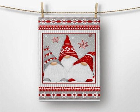 Christmas Kitchen Towel|Merry Christmas Dish Towel|Dwarf Santa/Gnomes Hand Towel|Holly Jolly Towel|Xmas Stockings Tea Towel|Xmas Deer Towel