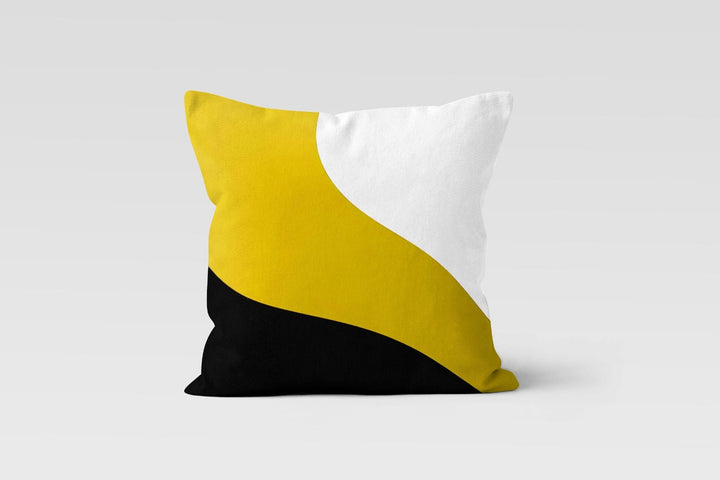 Abstract Geometric Pillow Cover|Black Yellow Gray Cushion Case|Decorative Pillow Top|Boho Bedding Home Decor|Housewarming Outdoor Pillow Top