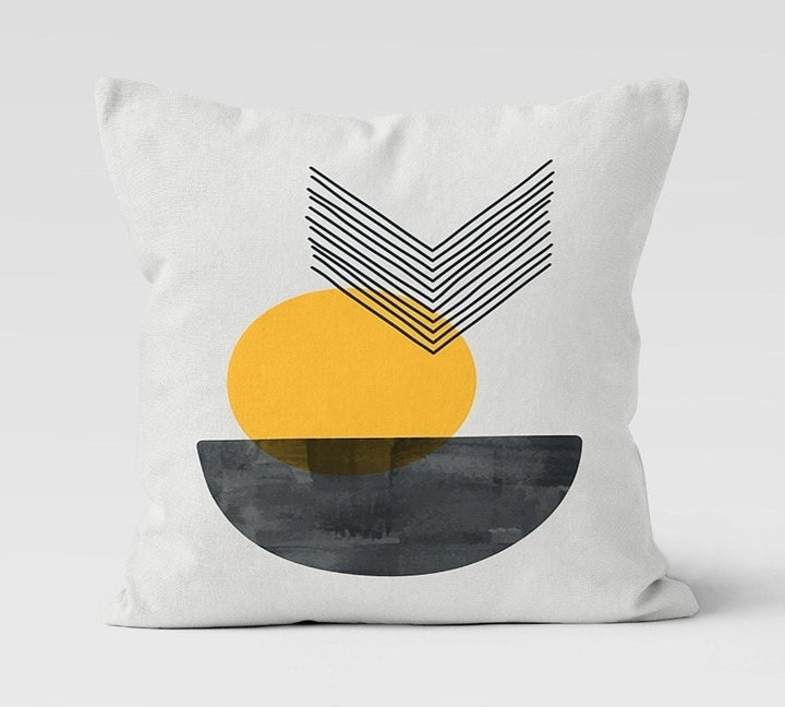 Abstract Geometric Pillow Cover|Black Yellow White Color Cushion Case|Decorative Pillow Top|Boho Bedding Decor|Contemporary Throw Pillow Top