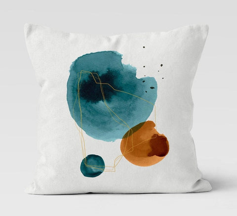 Abstract Pillow Cover|Bluish and Orange Cushion Case|Decorative Outdoor Pillow Top|Boho Bedding Pillow Cover|Contemporary Throw Pillow Top