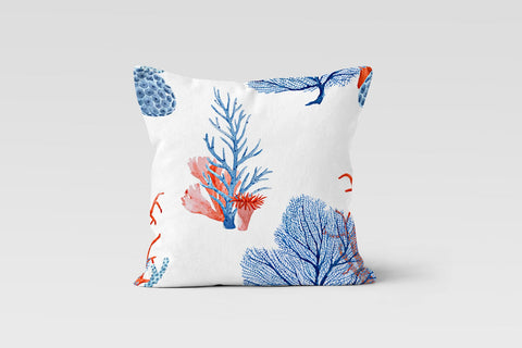Beach House Pillow Covers|Coastal Pillow Case|Nautical Cushion Case|Octopus and Fish Throw Pillow|Coral Starfish and Crab Print Home Decor