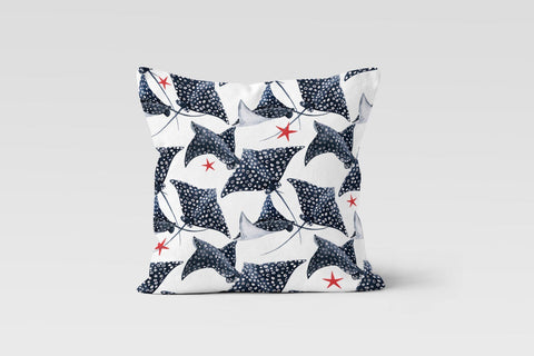 Beach House Pillow Case|Fish Pillow Cover|Sea Turtle Starfish Pillow|Decorative Nautical Cushion|Coral Print Throw Pillow|Coastal Home Decor