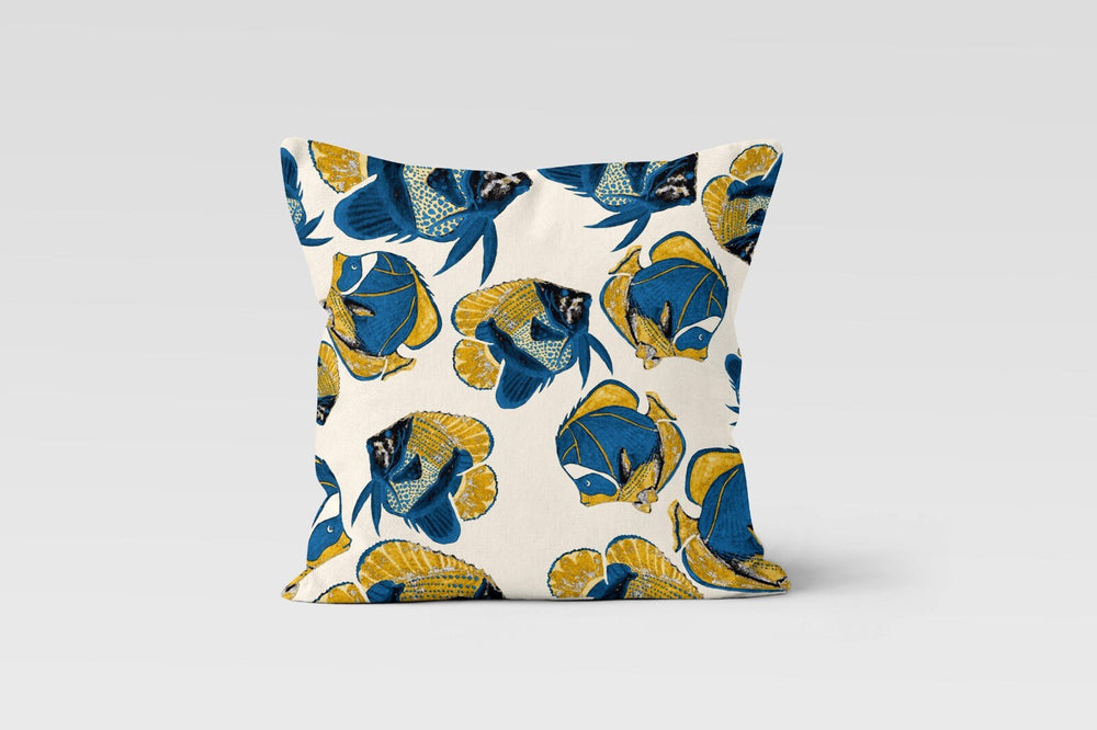 Beach House Pillow Case|Fish Pillow Cover|Sea Turtle Starfish Pillow|Decorative Nautical Cushion|Coral Print Throw Pillow|Coastal Home Decor