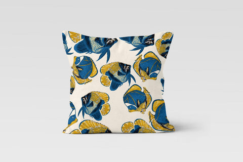 Beach House Pillow Case|Fish Pillow Cover|Sea Turtle Starfish Pillow|Decorative Nautical Cushion|Coral Print Throw Pillow|Coastal Home Decor