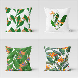 Green Leaves Pillow Cover|Floral Pillow Cover|Tropical Cushion Case|Decorative Leaves Pillow|Boho Bedding Decor|Housewarming Outdoor Pillow
