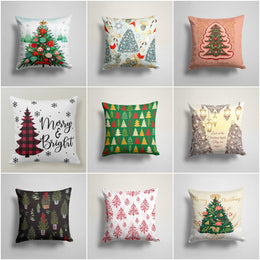 Christmas Pillow Covers|Xmas Tree Decor|Decorative Winter Pillow Case|Decorated Xmas Tree Throw Pillow|Outdoor Pillow Cover|Merry and Bright