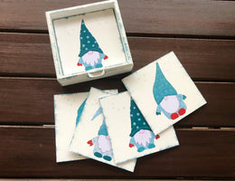 Set of 6 Wooden Dwarf Coaster|Custom Handmade Coaster Set|Christmas Drink Coasters|Original Cute Home Decor|Mug Coaster|Housewarming Gift