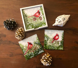 Set of 6 Wooden Christmas Bird Coaster|Custom Handmade Christmas Ornaments|Christmas Drink Coasters|Original Cute Home Decor|Gifts For Mom
