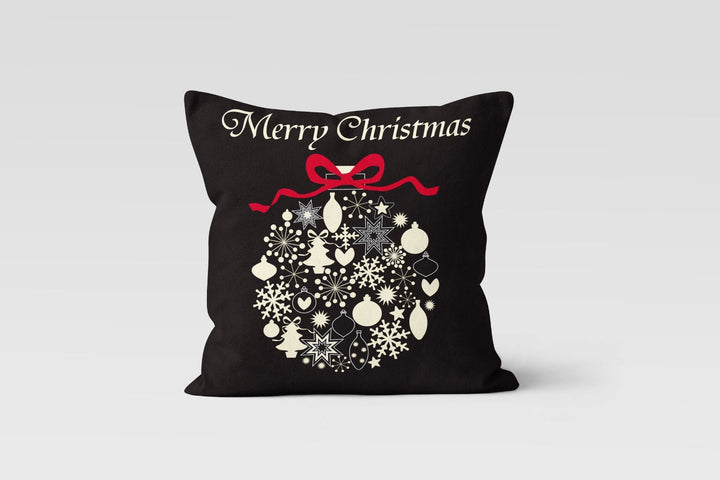 Christmas Pillow Cover|Black White Christmas Decor|Decorative Best Wishes Cushion|Snowflake Xmas Throw Pillow|Merry Xmas Outdoor Pillow Top