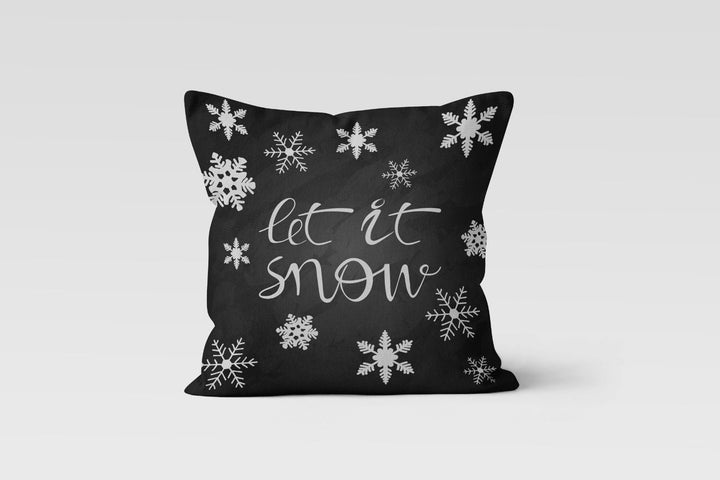 Christmas Pillow Cover|Black White Christmas Decor|Decorative Best Wishes Cushion|Snowflake Xmas Throw Pillow|Merry Xmas Outdoor Pillow Top