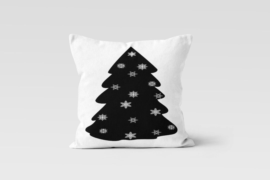 Christmas Pillow Cover|Black White Deer Cushion Case|Black and White Xmas Decor|Decorative Winter Pillow Top|Xmas Tree Throw Pillow Cover
