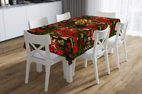Christmas Tablecloth|Xmas Deer and Xmas Tree Tabletop|Housewarming Xmas Design Table Cover|Winter Trend Kitchen Decor|Snowflake Table Cover