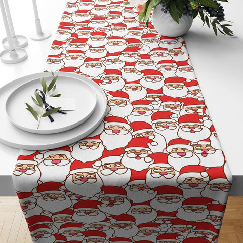 Santa Claus Table Runner|Christmas Table Decor|Santa and Snowman Table Centerpiece|Snowflale Xmas Home Decor|Winter Trend Red/BlueTablecloth