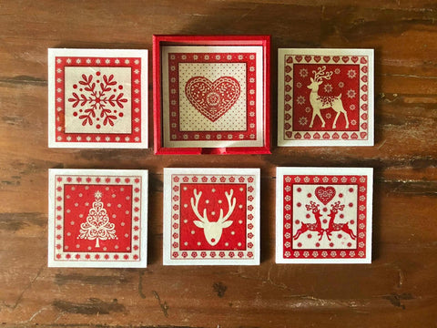 Set of 6 Wooden Christmas Coaster|Custom Handmade Christmas Ornaments|Christmas Holiday Drink Coasters|Original Cute Home Decor|Gift For Mom
