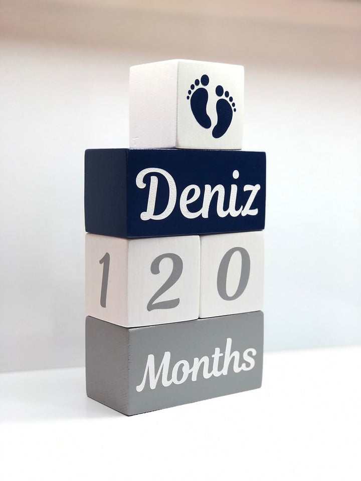 Set of 5 Custom Wooden Name Blocks|Personalized Baby Name Sign Cube|Nursery Decor For Baby|Wood Baby Shower Gift|New Mom Gift|Age Block Deco