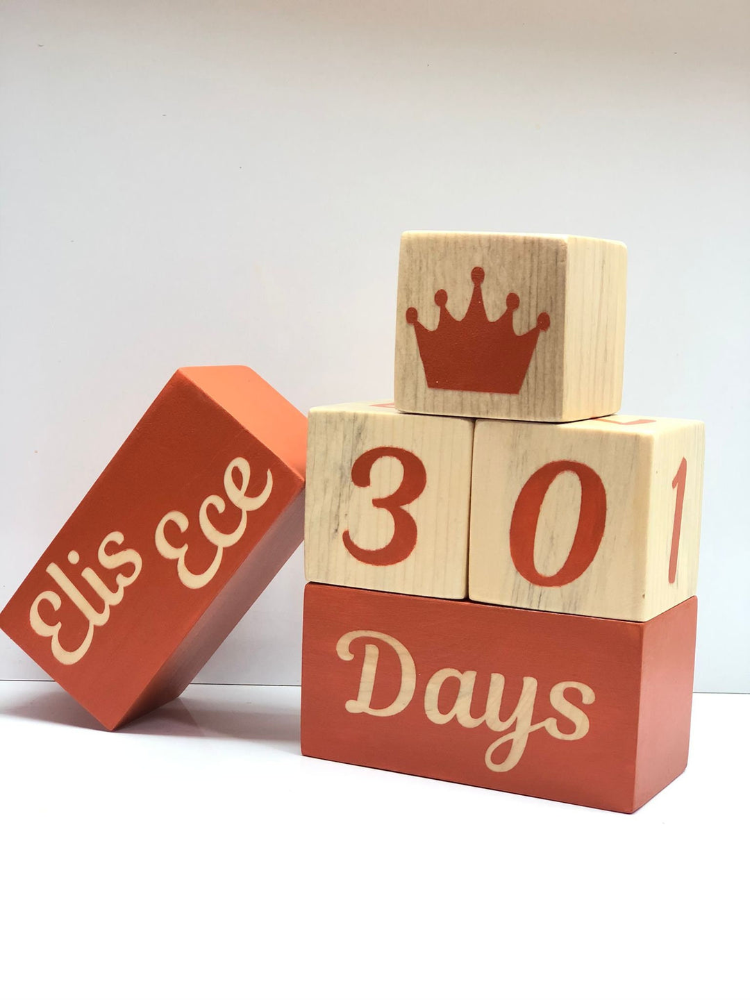 Set of 5 Custom Wooden Name Blocks|Personalized Baby Name Sign Cube|Nursery Decor For Baby|Wood Baby Shower Gift|New Mom Gift|Age Block Deco