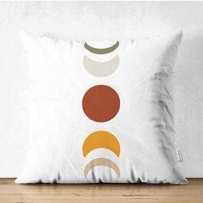 Set of 4 Abstract Pillow Covers|Sun and Moon Phases Drawing Pillow Top|Geometric Outdoor Cushion Cover|Decorative Throw Pillow Cover Set