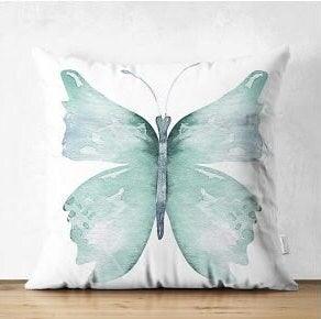 Set of 4 Butterfly Pillow Covers|Decorative Pillow Case|Blue Pink Butterfly Cushion Case|Outdoor Cushion Case|Housewarming Throw Pillow Case