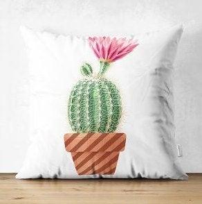 Set of 4 Green Cactus Pillow Covers|Decorative Succulent Pillow Case|Housewarming Floral Cactus Throw Pillow Case|Boho Bedding Home Decor
