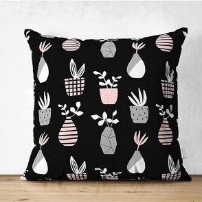 succulent pillow set Striped Black White Succulent Pillow Case Set – Akasia