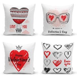 Set of 4 Valentine's Day Pillow Covers|Love Heart Home Decor|Happy Valentine's Day Cushion|Love You Throw Pillow Top|Gift for Girlfriend