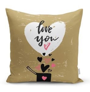 Set of 4 Valentine's Day Pillow Covers|Love is in The Air Home Decor|Heart Print Cushion Case|Anniversary Love You Throw Pillow for Fiance