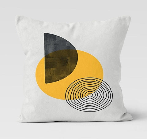 Abstract Geometric Pillow Cover|Black Yellow White Color Cushion Case|Decorative Pillow Top|Boho Bedding Decor|Contemporary Throw Pillow Top