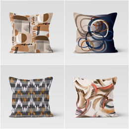 Abstract Pillow Cover|Brown Beige Color Cushion Case|Decorative Outdoor Pillow Top|Boho Bedding Pillow Cover|Contemporary Throw Pillow Top