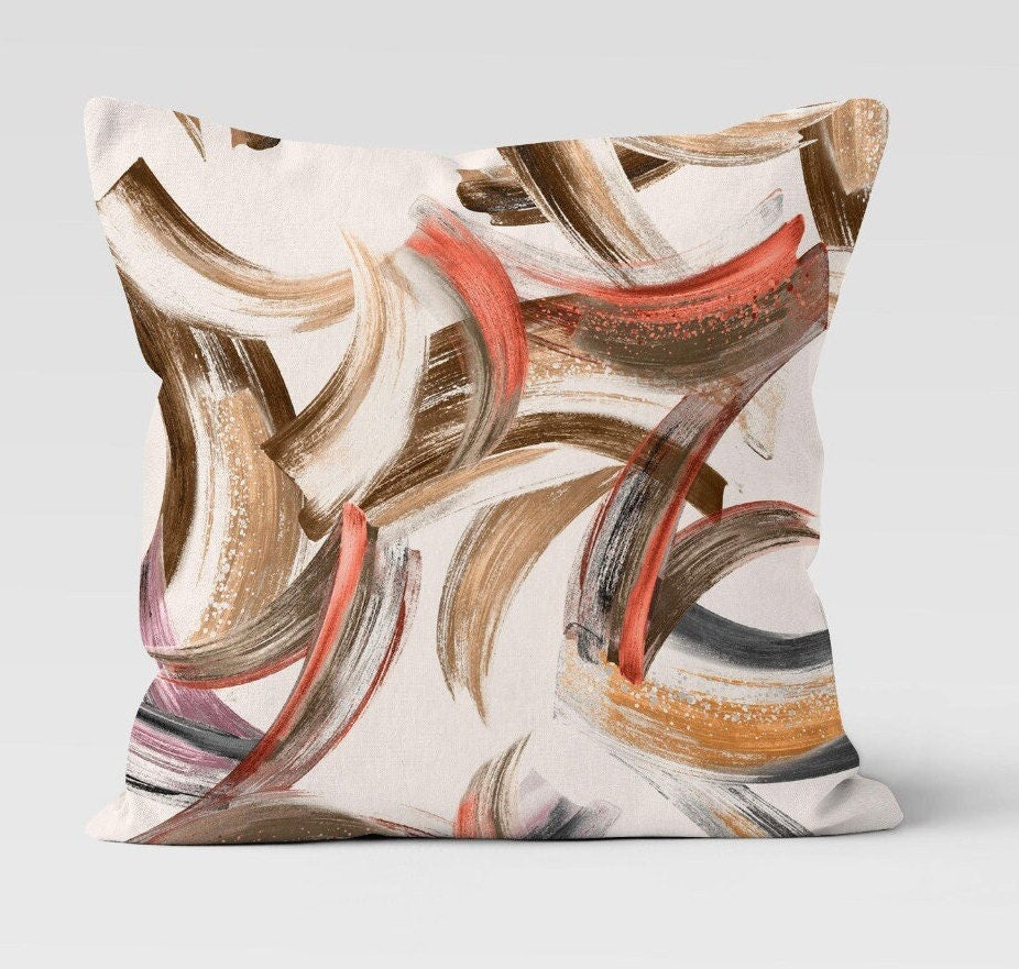 Abstract Pillow Cover|Brown Beige Color Cushion Case|Decorative Outdoor Pillow Top|Boho Bedding Pillow Cover|Contemporary Throw Pillow Top