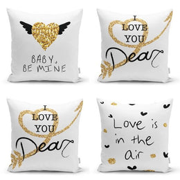 Set of 4 Valentine's Day Pillow Covers|Love is in The Air Home Decor|Baby Be Mine Cushion Case|I Love You Dear Throw Pillow|Gift for Wife