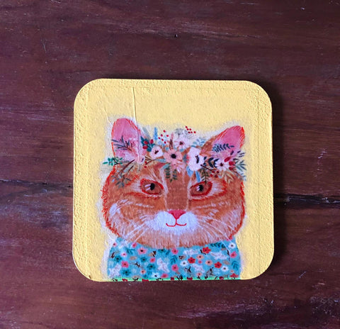 Set of 6 Handcrafted Wooden Coasters|Custom Handmade Coaster Set|Cat Mom Gift|Cat Coaster For Cat Lovers|Cat Ornament|Unique New Home Gifts