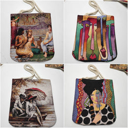Woman Pattern Shoulder Bags|Woven Drawstring Bag|Ethnic Design Tapestry Bag|Handmade Gobelin Bag|Woven Tote Bag|Vintage Style Large Boho Bag