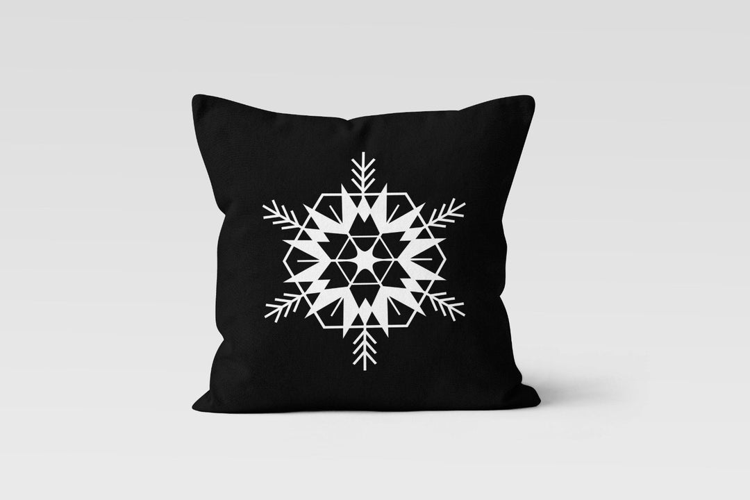 Christmas Pillow Cover|Black White Christmas Decor|Decorative Best Wishes Cushion|Snowflake Xmas Throw Pillow|Merry Xmas Outdoor Pillow Top