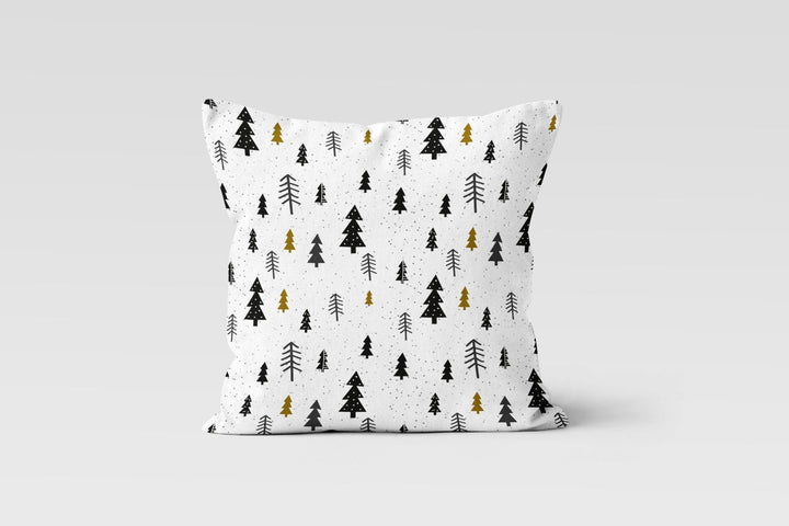 Christmas Pillow Cover|Black White Deer Cushion Case|Black and White Xmas Decor|Decorative Winter Pillow Top|Xmas Tree Throw Pillow Cover