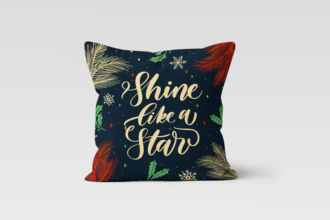 Christmas Pillow Covers|Merry Christmas Cushion Case|Decorative Winter Pillow|Xmas Home Decor|Shine Like a Star, Happy New Year Pillow Cover