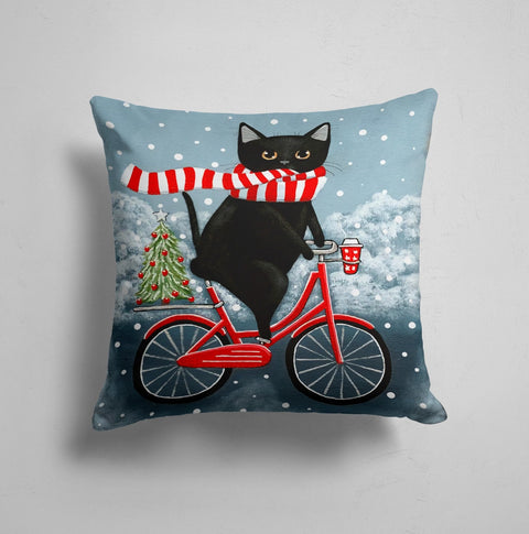 Winter Animals Pillow Cover|Cute Cat and Dog Print Throw Pillow Case|Animals and Winter Themed Cushion|Decorative Farmhouse Style Pillow Top