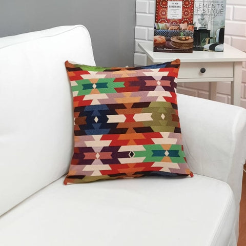 Rug Design Tapestry Pillow|Southwestern Cushion Case|Decorative Gobelin Tapestry Cushion|Housewarming Throw Pillow|Ethnic Woven Home Decor