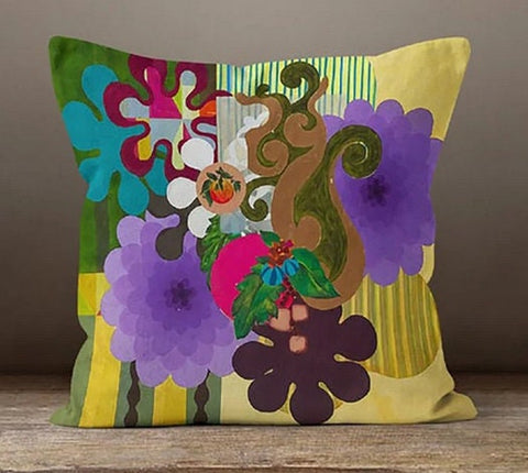 Purple Floral Pillow Cover|Summer Cushion Case|Decorative Throw Pillow Case|Bedding Home Decor|Housewarming Farmhouse Style Pillow Case