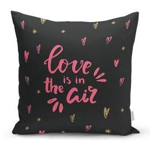 Set of 4 Valentine's Day Pillow Covers|Love is in The Air Home Decor|Heart Print Cushion Case|Anniversary Love You Throw Pillow for Fiance