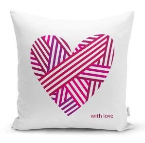Set of 4 Valentine's Day Pillow Covers|Pink and White Love Home Decor|Geometric Romantic Cushion Case|Anniversary Gift for Wife|Pink Heart