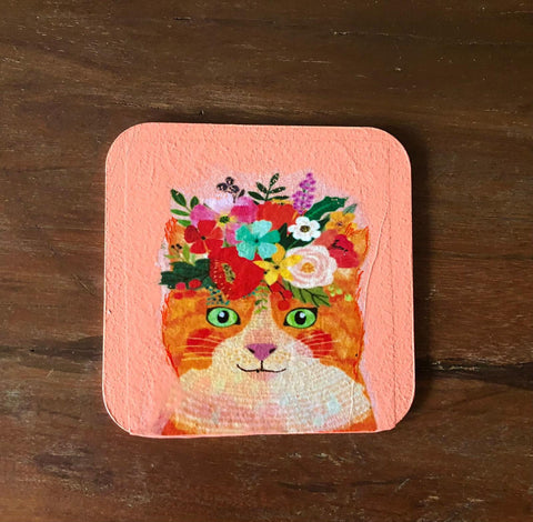 Set of 6 Handcrafted Wooden Coasters|Custom Handmade Coaster Set|Cat Mom Gift|Cat Coaster For Cat Lovers|Cat Ornament|Unique New Home Gifts
