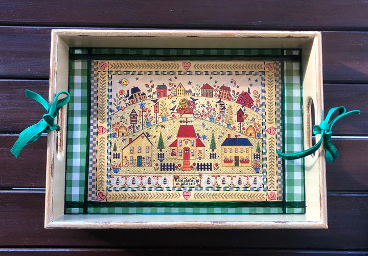 Hand Painted Wooden Tray|Wooden Decor|Custom Table Decor|Acrylic Paint|Serving Tray|Home Decor|Gift for Women|Wooden Art|Housewarming Gift