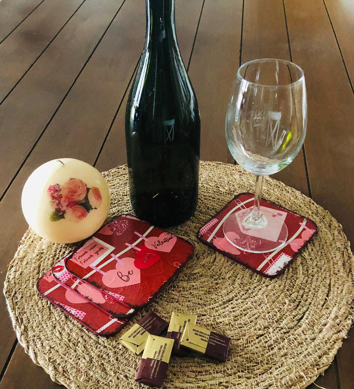Be My Valentine Coaster Set of 4|Valentine's Day Gift For Her|Romantic Home Decor|Coaster Gift For Girlfriend|Handmade Coffee Table Decor
